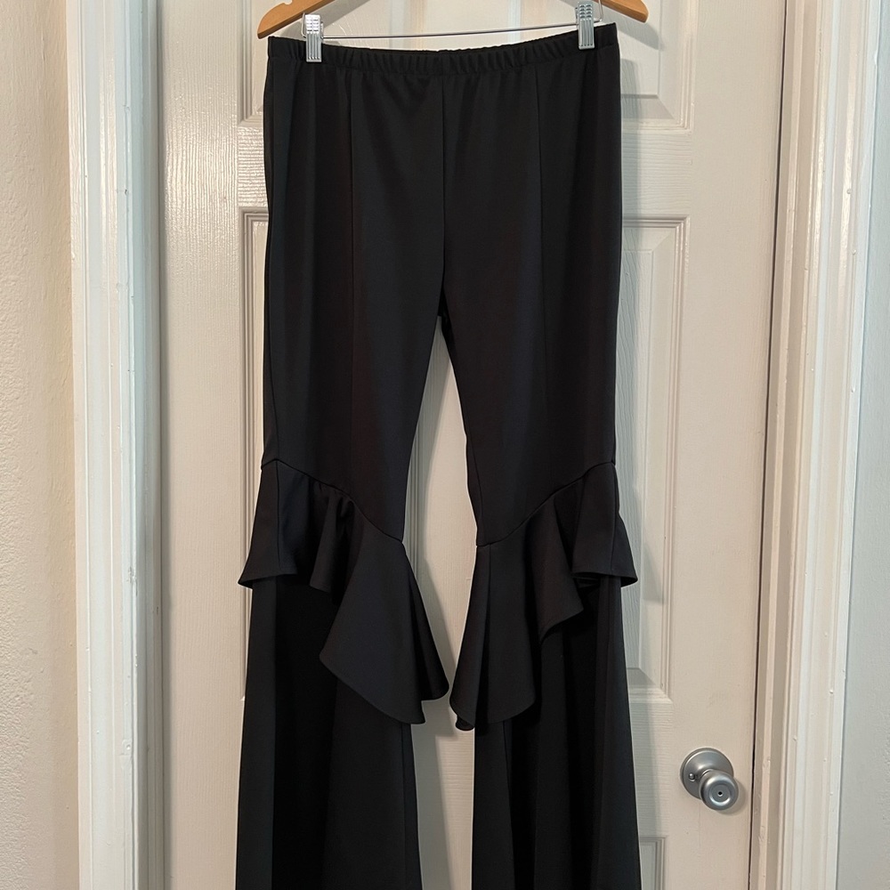 AMAZON | Womens High Waisted Ruffle Flare Wide Leg Trousers